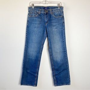 Old Navy Boys Straight Leg Jeans Sz 12 Husky Blue Denim Distressed  100% Cotton